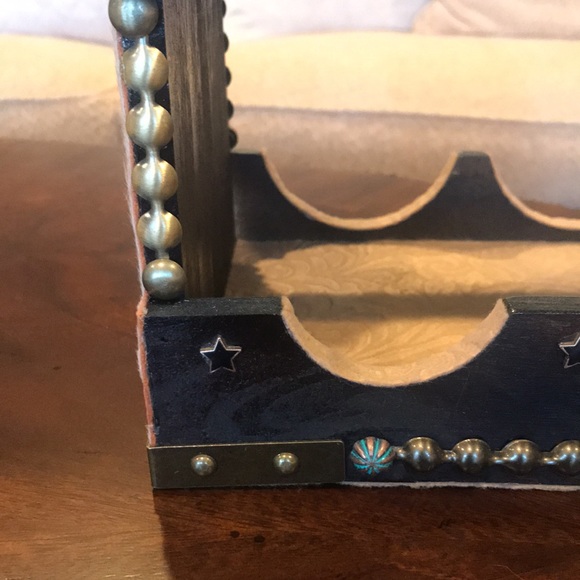 Artist Made Cowhide Southwestern Wine Rack - Picture 4 of 11